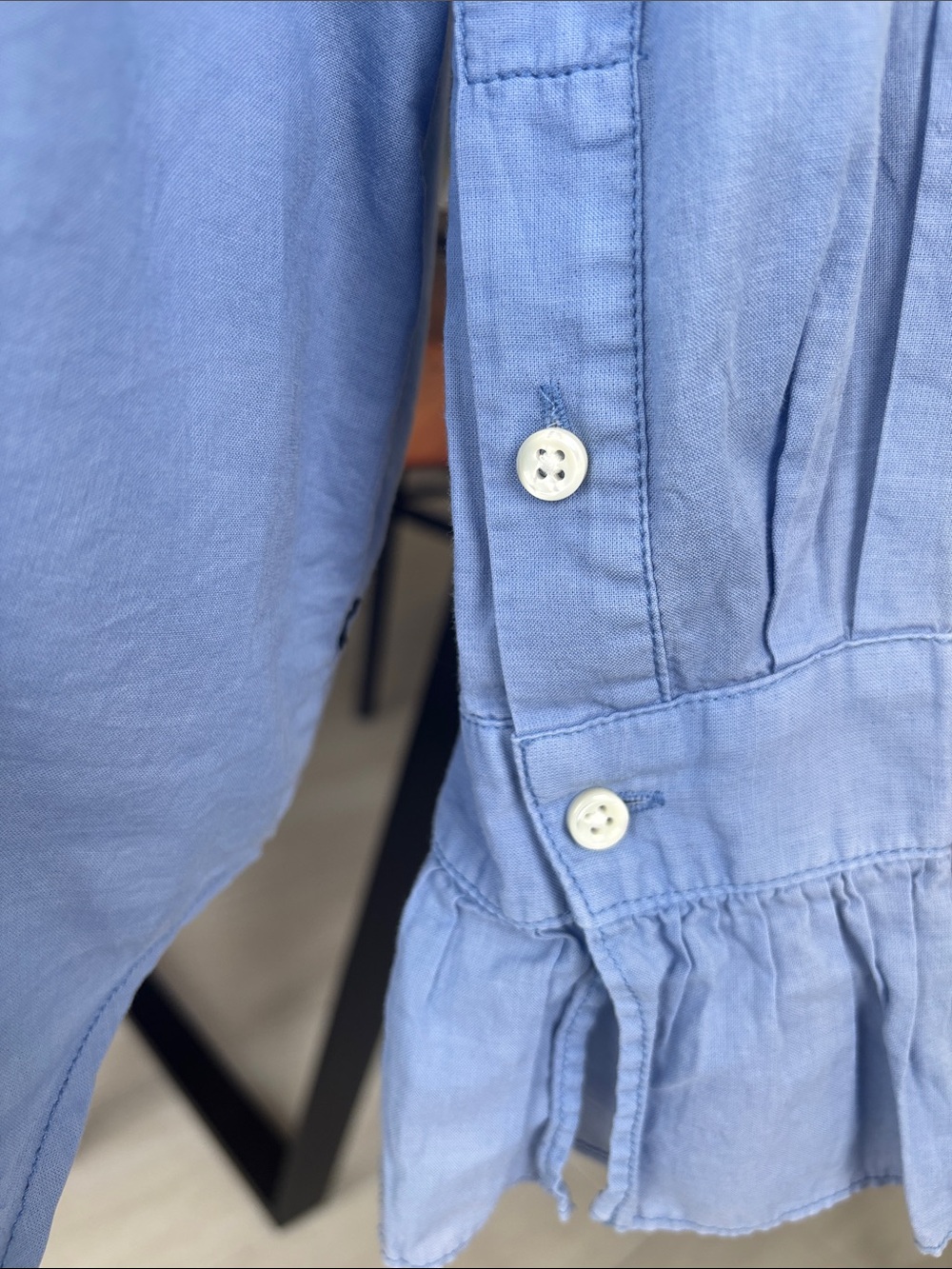 Alex Mill Blake Ruffle Shirt In Cotton Voile In Coastal Blue S - Picture 6 of 11